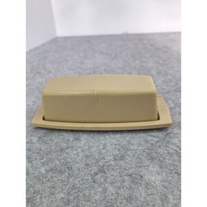 Vintage Max Klein Plastic Butter Dish Tan Beige Mid Century Modern Baraboo WI